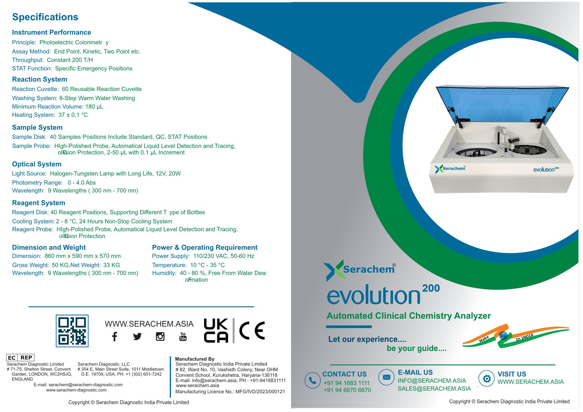 Evolution 200 Fully Automatic Clinical Chemistry Analyzer